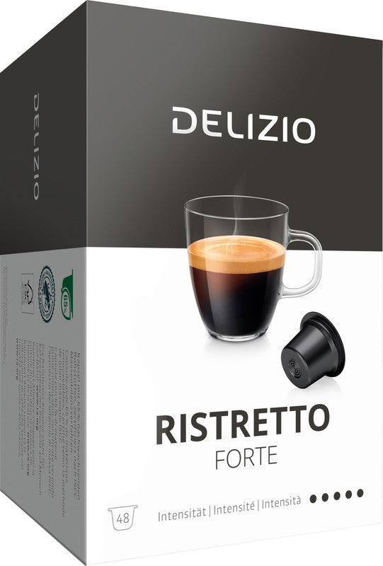 Delizio Kaffeekapseln Ristretto Forte – für Delizio – Intensität 5/5 – 48 Kapseln