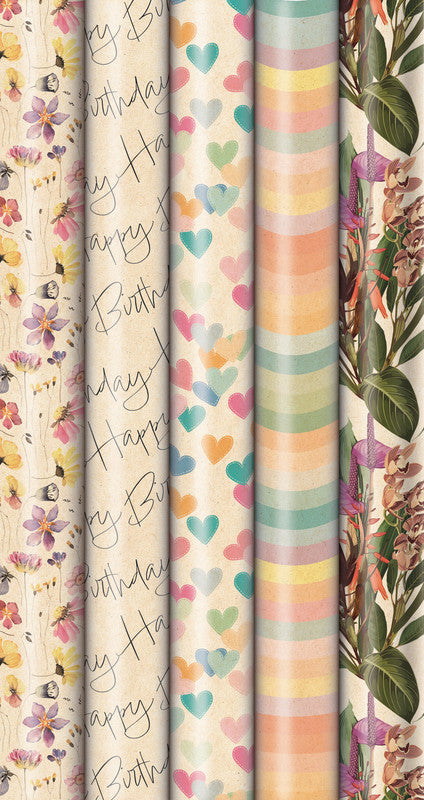Zoewie Geschenkpapier – Nature Love (Frühling) – PEFC-zertifiziert – 700 × 1500 mm – Papier, sortiert