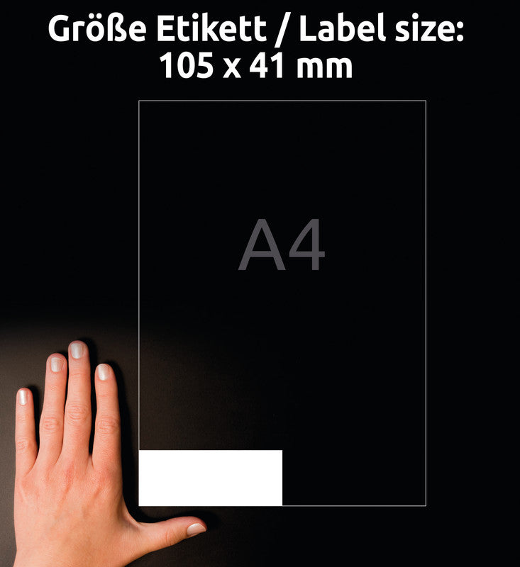 Avery Druckeretiketten, 105 mm × 41 mm, weiss, Papier, permanent, 1400 Etiketten