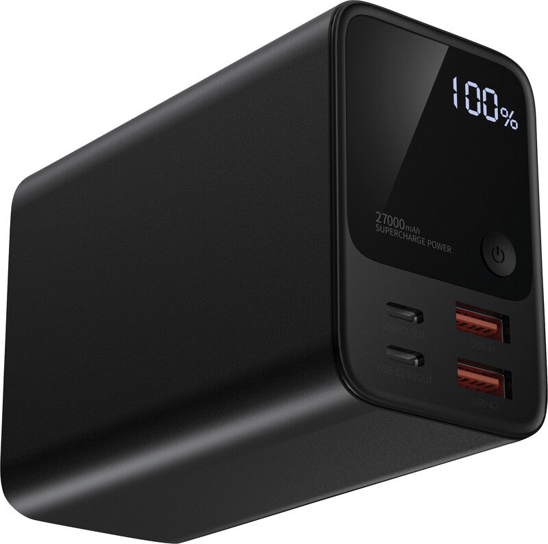 Choetech Powerbank 27000 mAh, 2× USB-C, 2× USB-A, Schwarz