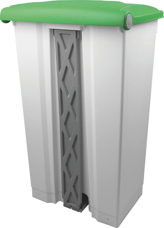 Helit Abfallcontainer the step – 90 l, mit Deckel, Kunststoff, weiss – B × H × T 500 × 830 × 410 mm