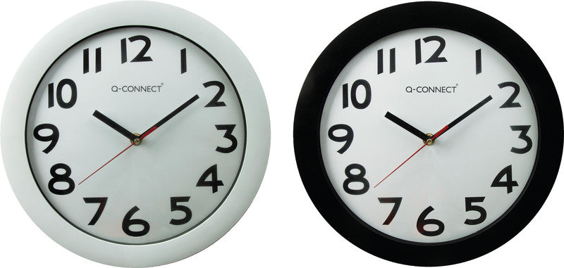 Q-CONNECT Wanduhr – Ø 28,0 cm, schwarz, Kunststoff