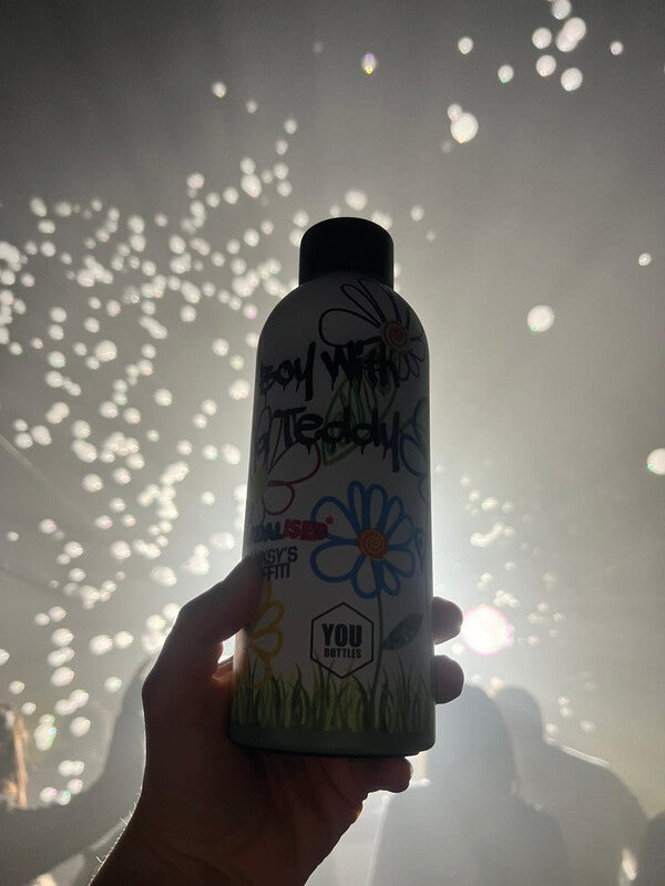 Youbottles Trinkflasche Dual – 5 dl – Edelstahl, isoliert, Schraubverschluss – Banksy Boy mit einem Teddy