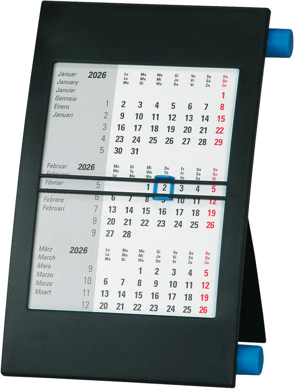 Biella Desktop Frame Kalender‑Einlage – 3 Monate/1 Seite, 11 × 18 cm, 2026/2027, FSC