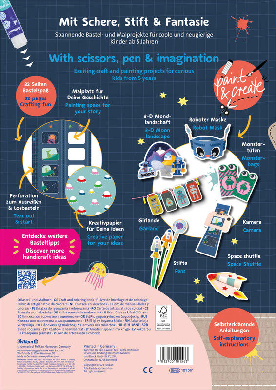 Pelikan Bastelbuch – Thema Weltall, Softcover, 32 Seiten, Englisch