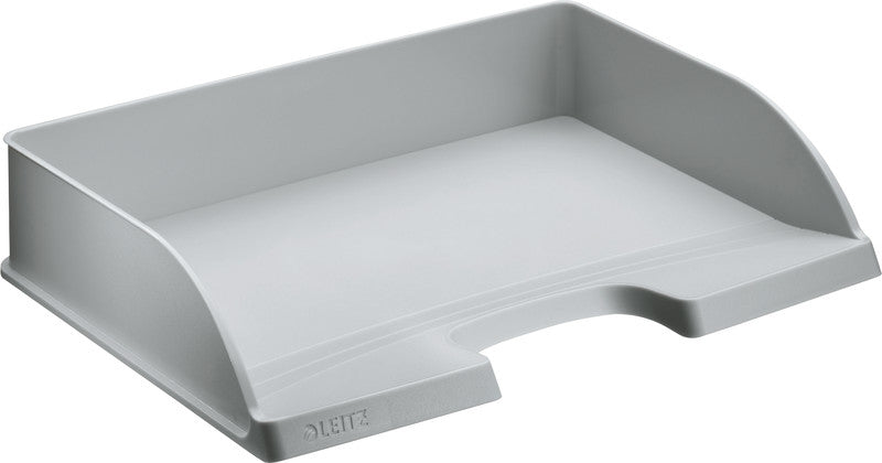 Leitz Stapelbarer Briefkorb mit Griffausschnitt, Beschriftungsfeld, matt, grau, B 363 × H 70 × T 273 mm