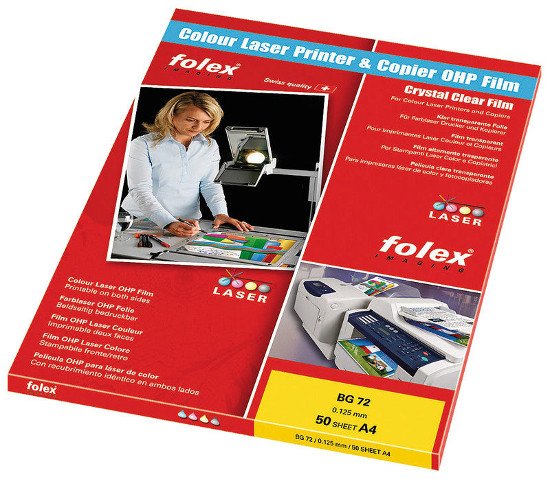 Folex Spezialfolie – für Farblaserdrucker, Farblaserkopierer, A4 (210 × 297 mm), 50 Blatt
