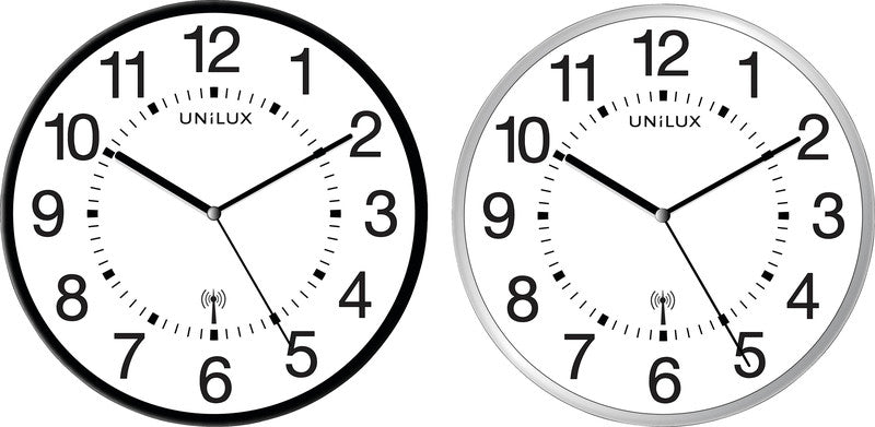 Unilux Wanduhr Wave – Funk – Ø 30 cm, Metallgrau, Kunststoff, geräuscharm