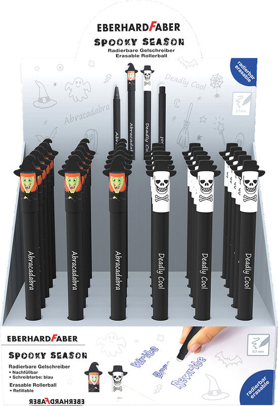 Eberhard Faber Animal Erase it Halloween Gelschreiber – Blau, Spitze 0,7 mm, radierbar, Kappe, nachfüllbar