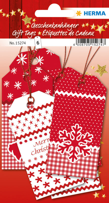 HERMA Geschenketiketten – White Christmas – 6 Anhänger, Papier – 40 × 80 mm