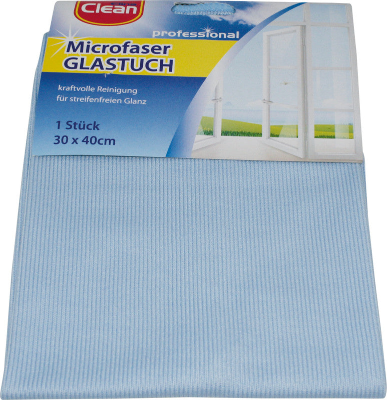 Elina clean Mikrofasertuch, waschbar bis 40°C – für Glas, Spiegel und weitere Oberflächen, blau, 30 × 40 cm, 1