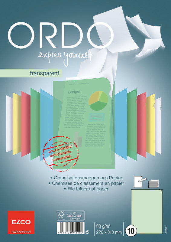 Elco Ordo Sichtmappe A4 – Grün, Papier, 10er-Pack
