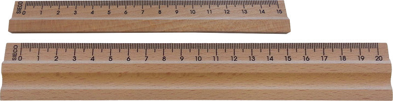 Sieco Wandtafel-Lineal 20 cm – Holz, Braun, mit Griff, mit Facette