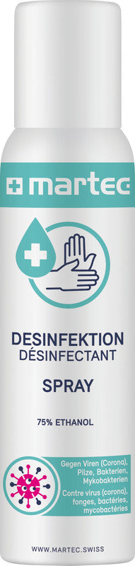 MARTEC Händedesinfektionsmittel – Kunststoff, Weiss, 38 × 172 × 38 mm, 100 ml, Spray, Hautverträglich