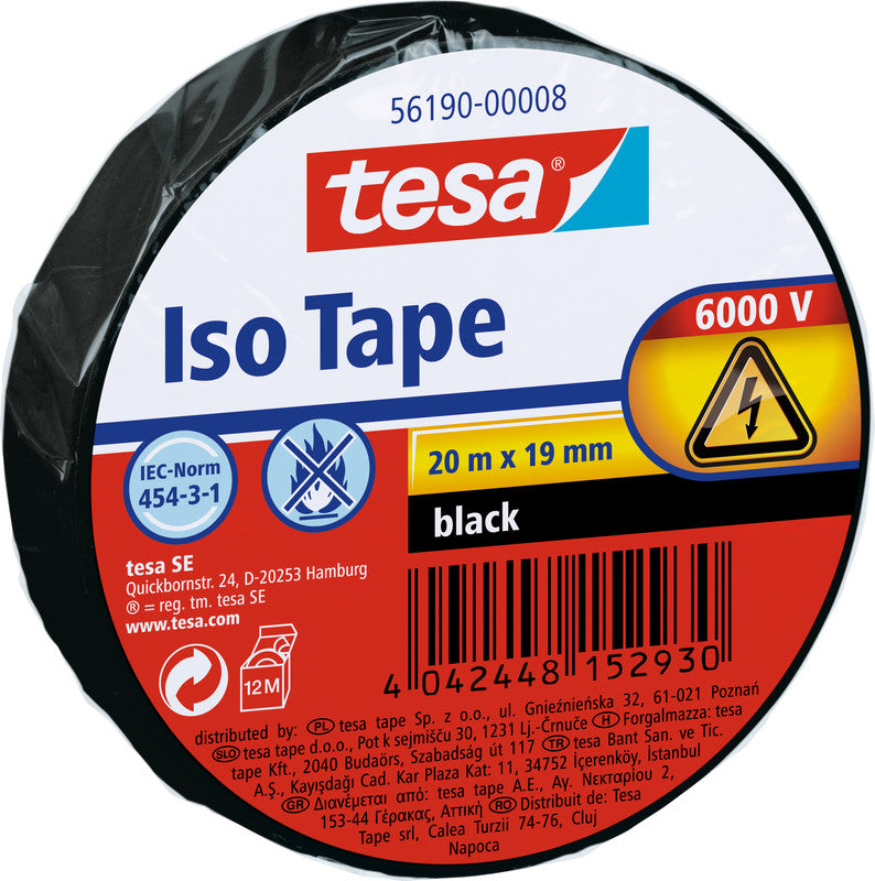 tesa Elektro-Isolierband – 56190-00008, schwer entflammbar, 1,9 cm