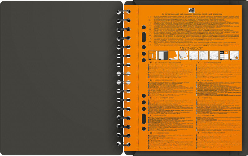 Oxford Collegeblock, Spiralbindung, 80 Blatt, 10-fach gelocht, perforiert, 80 g/m² – Grau, für SCRIBZEE App