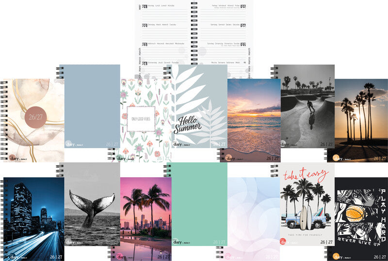 Biella mydiary Schüleragenda – 1 Woche/2 Seiten, Spiralbindung, A5, Aug–Jul, Beach, FSC