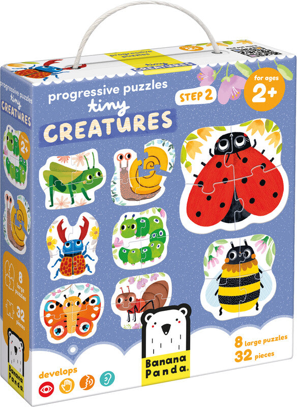 Banana panda Progressive Puzzles Tiny Creatures – Logikspiel, 1 Spieler, ab 2 Jahren