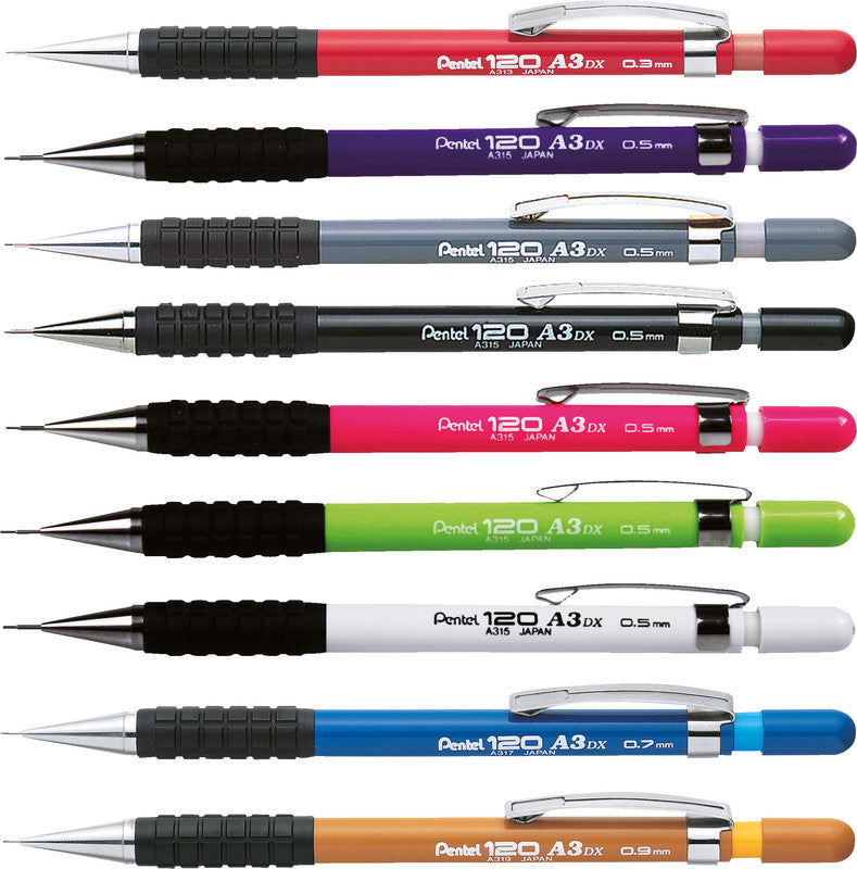 Pentel 120 A3 DX Druckbleistift – 0,7 mm, blau, mit Radierer