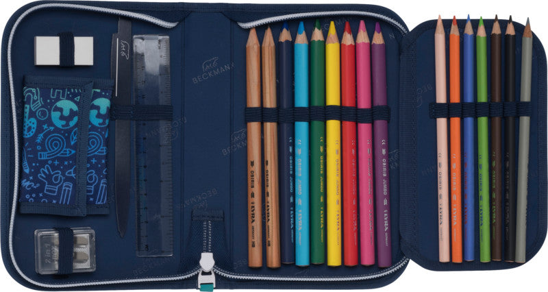 Beckmann Classic Schulrucksack – 6-teilig – Science – Recycelte Materialien – B 24,0 cm×H 37,0 cm×T 25,0 cm