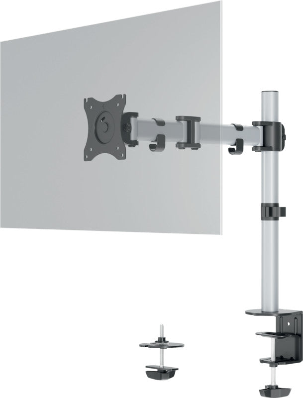 Durable Select – Monitorhalterung, Tischklemme, bis 27", VESA 75 × 75/100 × 100 mm, 8 kg, silber metallic