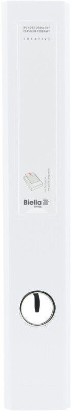 Biella Bundesordner Creative – A4 Hochformat – 2-Ring Hebelmechanik, Rücken 40 mm – Weiss, mit Sichttasche, FSC