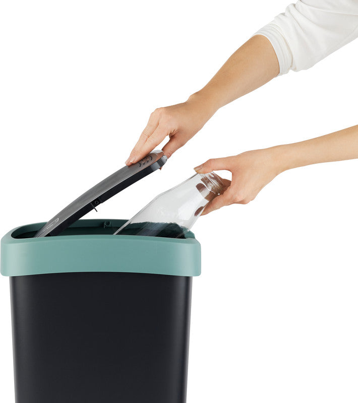 Rotho Abfallcontainer – 10 l – mit Deckel – Kunststoff, Mistelgrün – B × H × T 181 × 330 × 248 mm