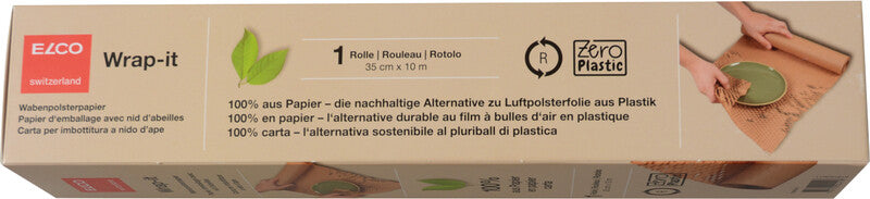 Elco Papierpolster-Wrap, Wabenpolsterpapier – 350 mm × 10 m – 80 g/m2 – Papier, braun