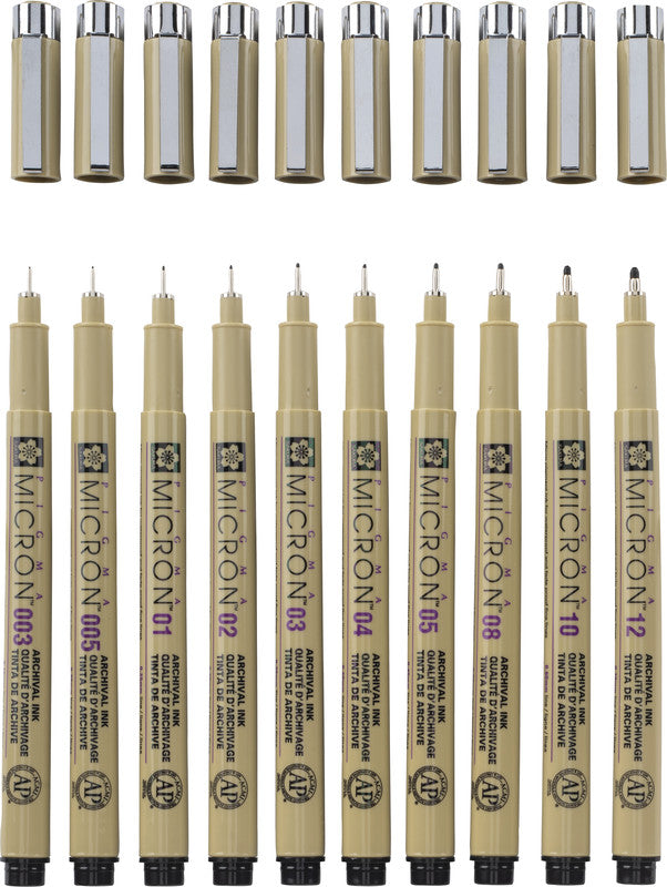 Sakura Pigma Micron Fineliner – 10er-Set – schwarz – wasserfest