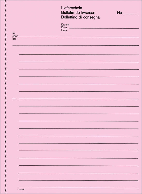 Favorit Formularblock – Mehrsprachig, 50 Blatt, A5