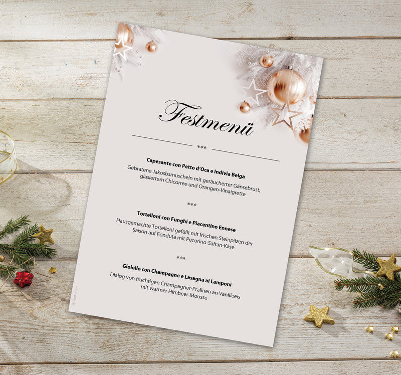 Sigel Motivpapier – A4, 90 g/m², Motiv: Weihnachten in Roségold – für Inkjet/Laser/Kopierer – FSC – 100 Blatt