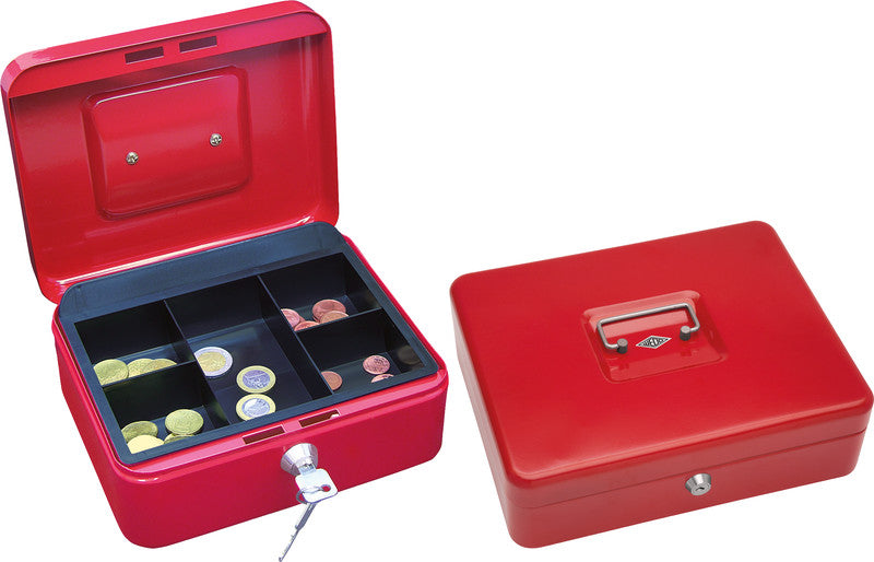 Wedo Geldkassette – mit Schlüssel – 30 × 24 × 9 cm – Rot – Stahl
