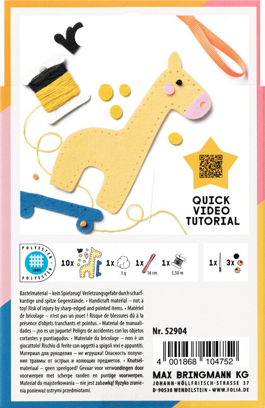 Folia Bastelset Sticken Giraffe – ab 8 Jahren – 142 × 92 × 19 mm