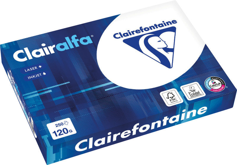 Clairefontaine Kopierpapier – A4, 120 g/m², hochweiss – für Inkjet/Laser/Kopierer – FSC – 250 Blatt