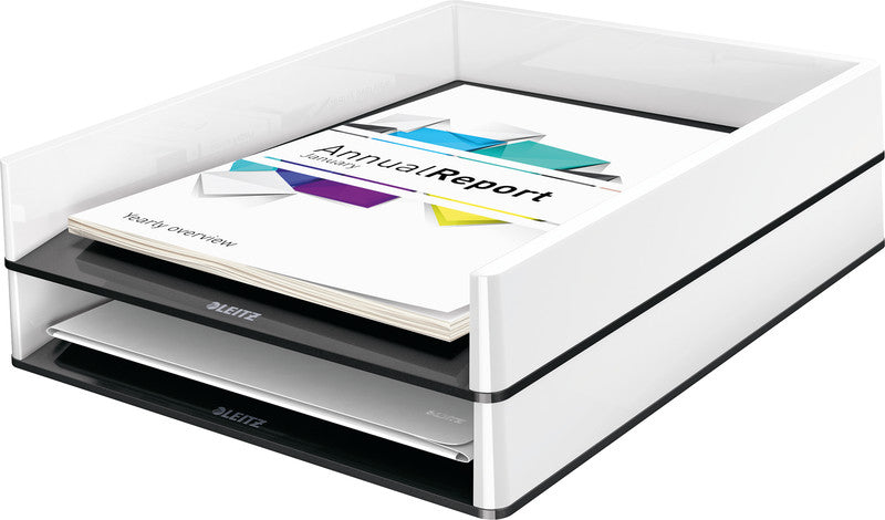 Leitz WOW Duo Colour – Briefkorb für A4, Polystyrol (PS), Schwarz/Weiss, Hochglänzend, 267 × 49 × 336 mm