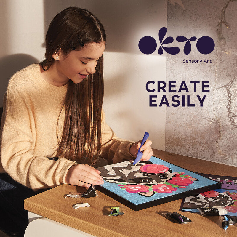 Okto Sensory Art – Modelliermasse-Set Waschbär – ab 5 Jahren – 14 Modelliermassen – 290 × 290 mm