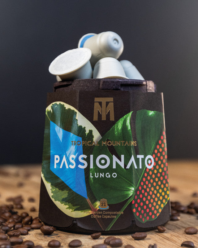 Tropical Mountains Kaffeekapseln Passionato Lungo – für Nespresso – Intensität 7/12 – Bio – 21 Kapseln