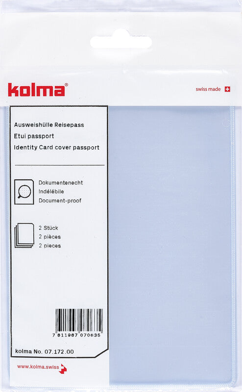 Kolma Dokumentenhülle – für Reisepässe – 100 × 133 mm, Kunststoff, transparent – 2 Stück