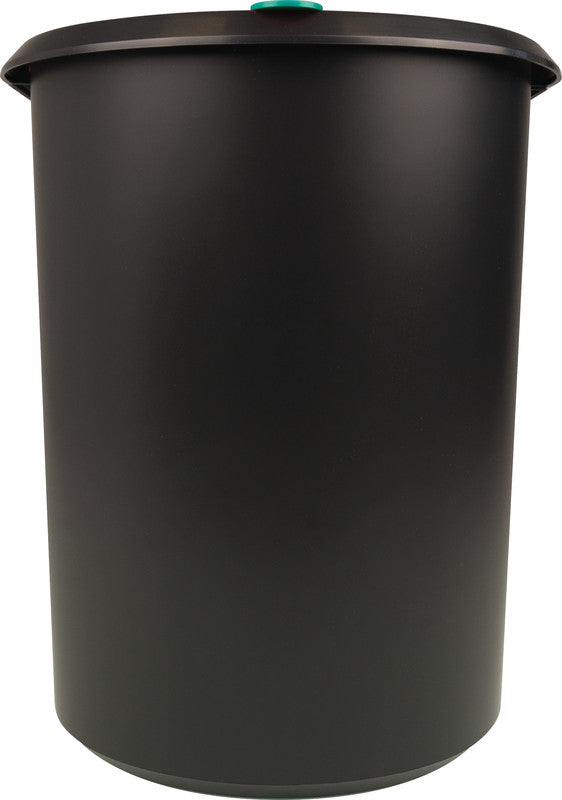 Helit Systempapierkorb the double – 20 + 9 l, mit Deckel – Kunststoff, schwarz – B × H × T 270 × 343 × 440 mm