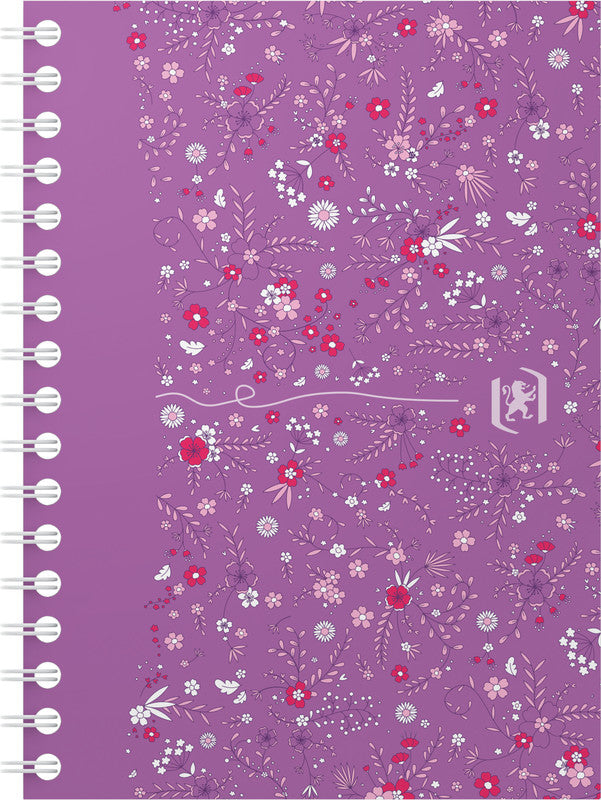 Oxford Collegeblock A6, kariert, Spiralbindung, 50 Blatt, perforiert, 90 g/m² – Floral, für SCRIBZEE App