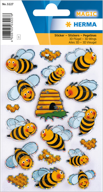 HERMA Schmucketiketten Bienen – 18 Stück – permanent – mehrfarbig