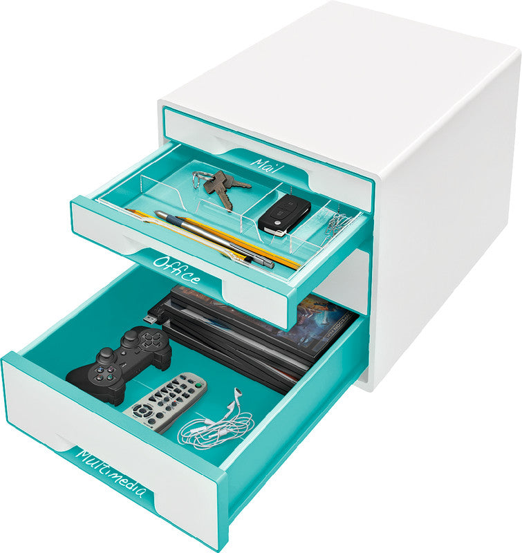 Leitz WOW Cube Aufbewahrungsbox – türkis metallic, Kunststoff (PS)