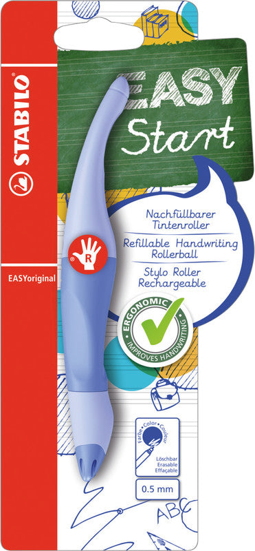 STABILO EASYoriginal Start Pastell – Tintenroller, mit Kappe, 0,5 mm, Blau, 1er Blister, für Rechtshänder