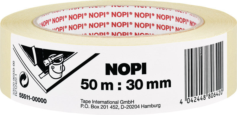 Nopi Krepp-Abdeckband – 30 mm × 50 m, beige, für den Innenbereich
