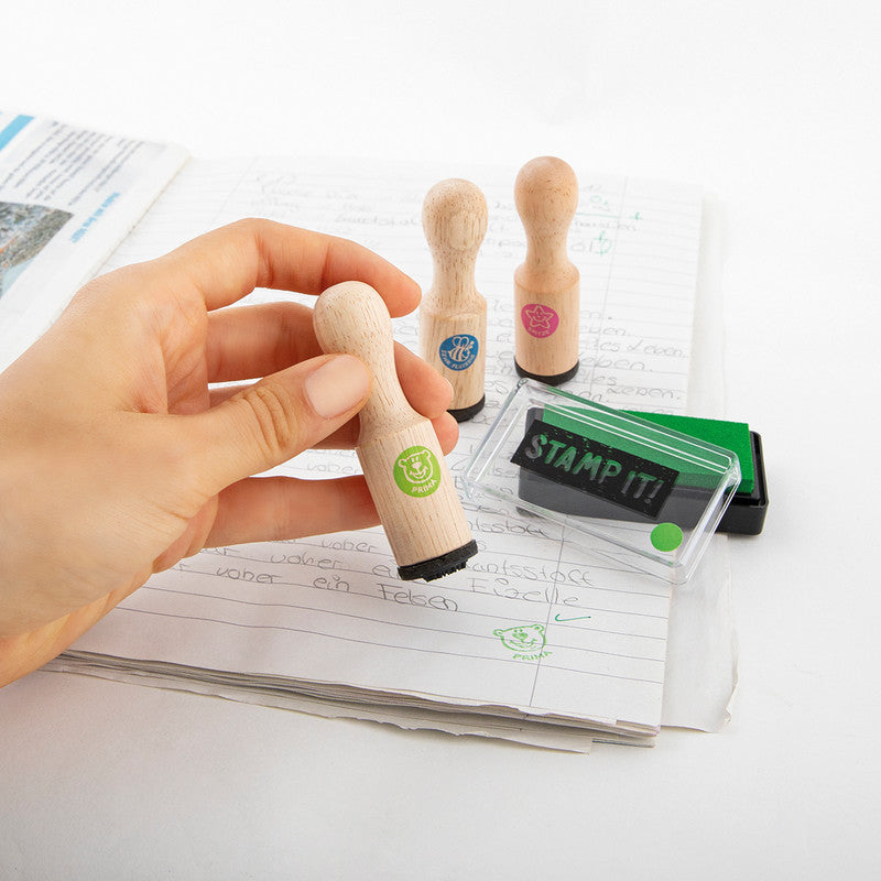Trendhaus Lehrerstempel-Set – 6er-Set, Holz, Deutsch, ohne Kissen