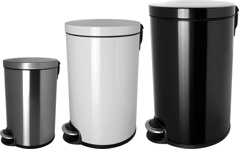 Helit Papierkorb the silent – 12 l – Stahl, weiss – Ø 245 × H 405 mm