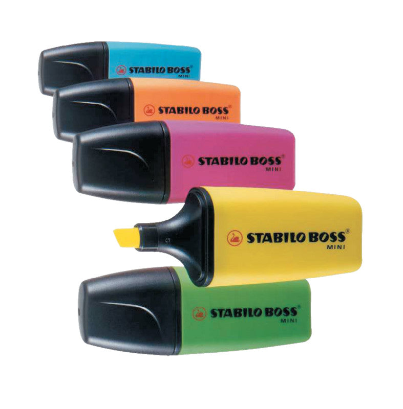STABILO BOSS Textmarker Mini Set 3 Farben – Keilspitze, 2–5 mm