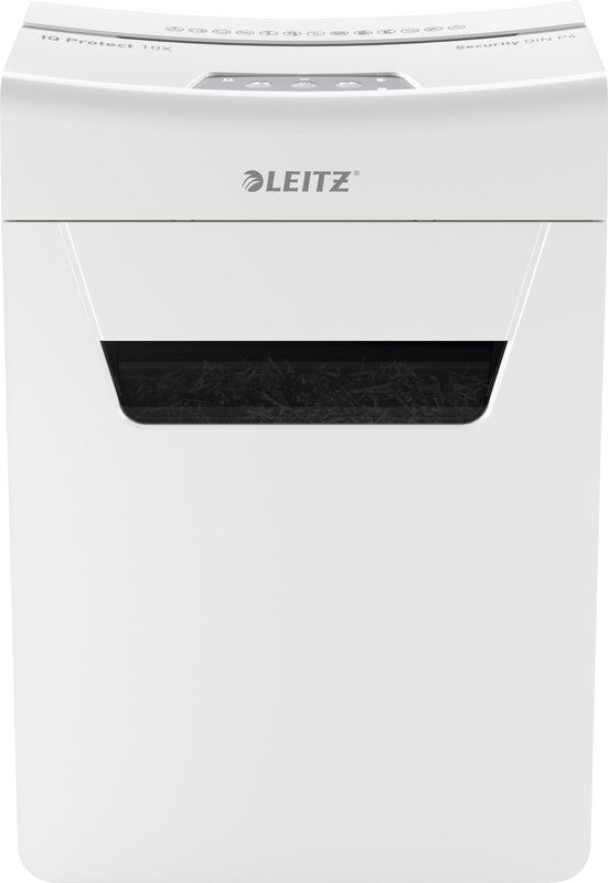 Leitz IQ 10X Protect Premium – Aktenvernichter, DIN P-4, Partikelschnitt 4 × 28 mm, 10 Blatt, 18 l, A4