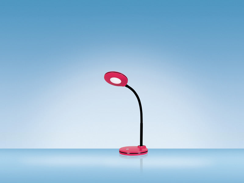 Hansa LED Tischleuchte Splash – Schwanenhals, Touchfeld, 3-stufig dimmbar – 4000 K – 300 lm 3,2 W – Himbeer