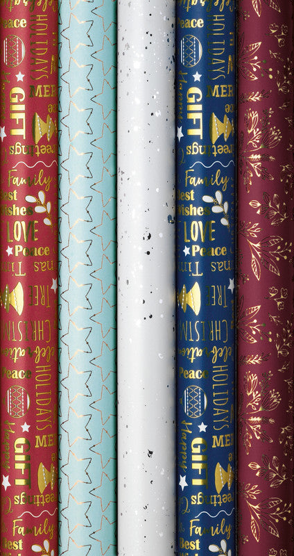 Zoewie Geschenkpapier Rolle Shine Bright – Weihnachten – 700 × 1500 mm, 66 g/m2, Papier, sortiert
